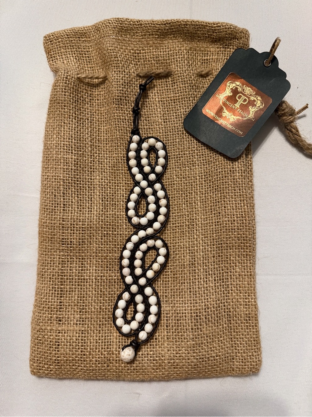 Vincent Peach White Stone Infinity Bracelet - 8”